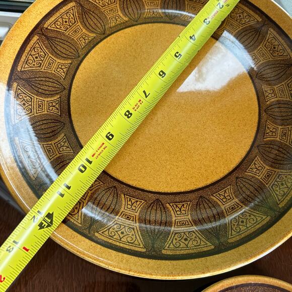Vintage Taylor Smith & Taylor Cannes Atomic Onion Brown Plates 12" & 6” MCM - Picture 12 of 13